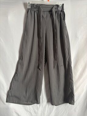 Angie Black and White Pinstripe Wide Leg Pants